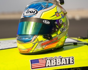 Racing Name Tag with Flag Sticker