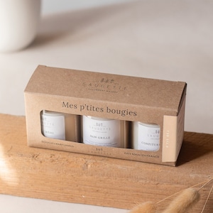 Breakfast Box - 3 candele fatte a mano profumate con cera di soia naturale - Caffè con panna, pane tostato, marmellata fatta in casa.