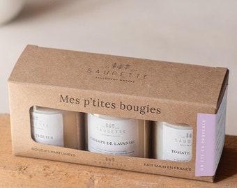 A Summer in Provence Gift Set - 3 handcrafted scented candles made with natural soy wax - Under the Fig Tree, Lavender Fields and Tomato Basil.