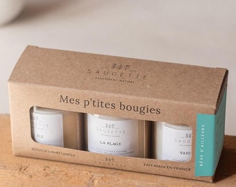 Dream of Elsewhere Box - 3 Handmade scented candles made with natural soy wax - An Island, The Beach and Vanilla.
