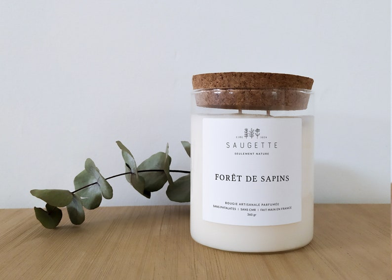 Forêt de sapins Bougie artisanale parfumée à la cire de soja naturelle Maxi-2 mèches 360 g