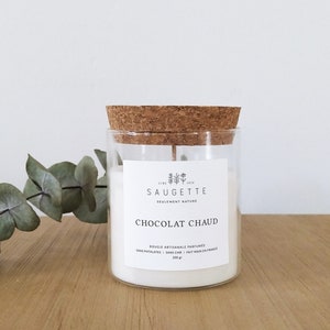 Chocolat chaud Bougie artisanale parfumée à la cire de soja naturelle Medium 200 g