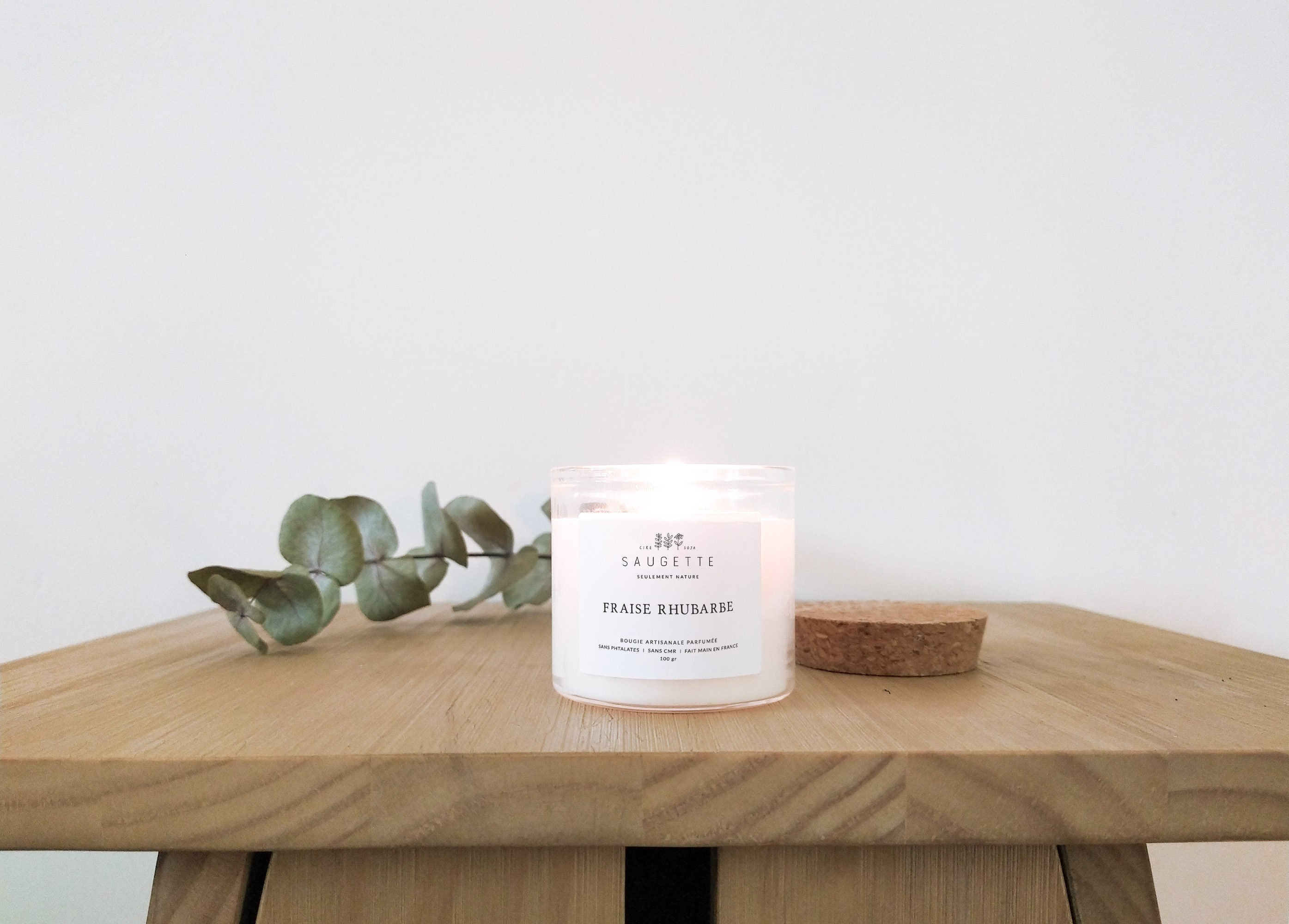 Fraise Rhubarbe - Bougie Artisanale Parfumée à La Cire de Soja Naturelle