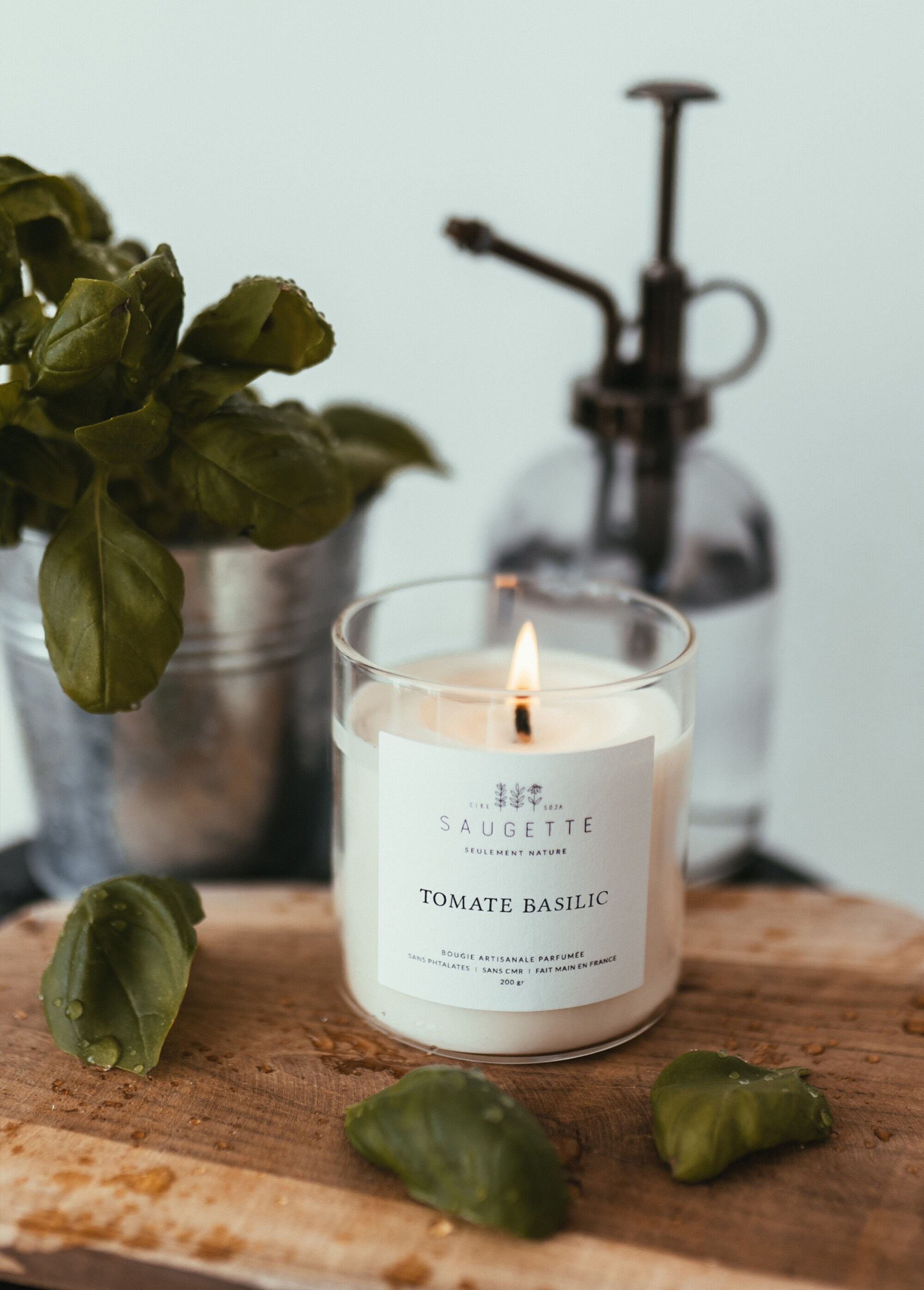 Tomate Basilic - Bougie Artisanale Parfumée à La Cire de Soja Naturelle