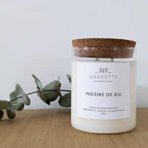 Poudre de riz Bougie artisanale parfumée à la cire de soja naturelle Maxi-2 mèches 360 g