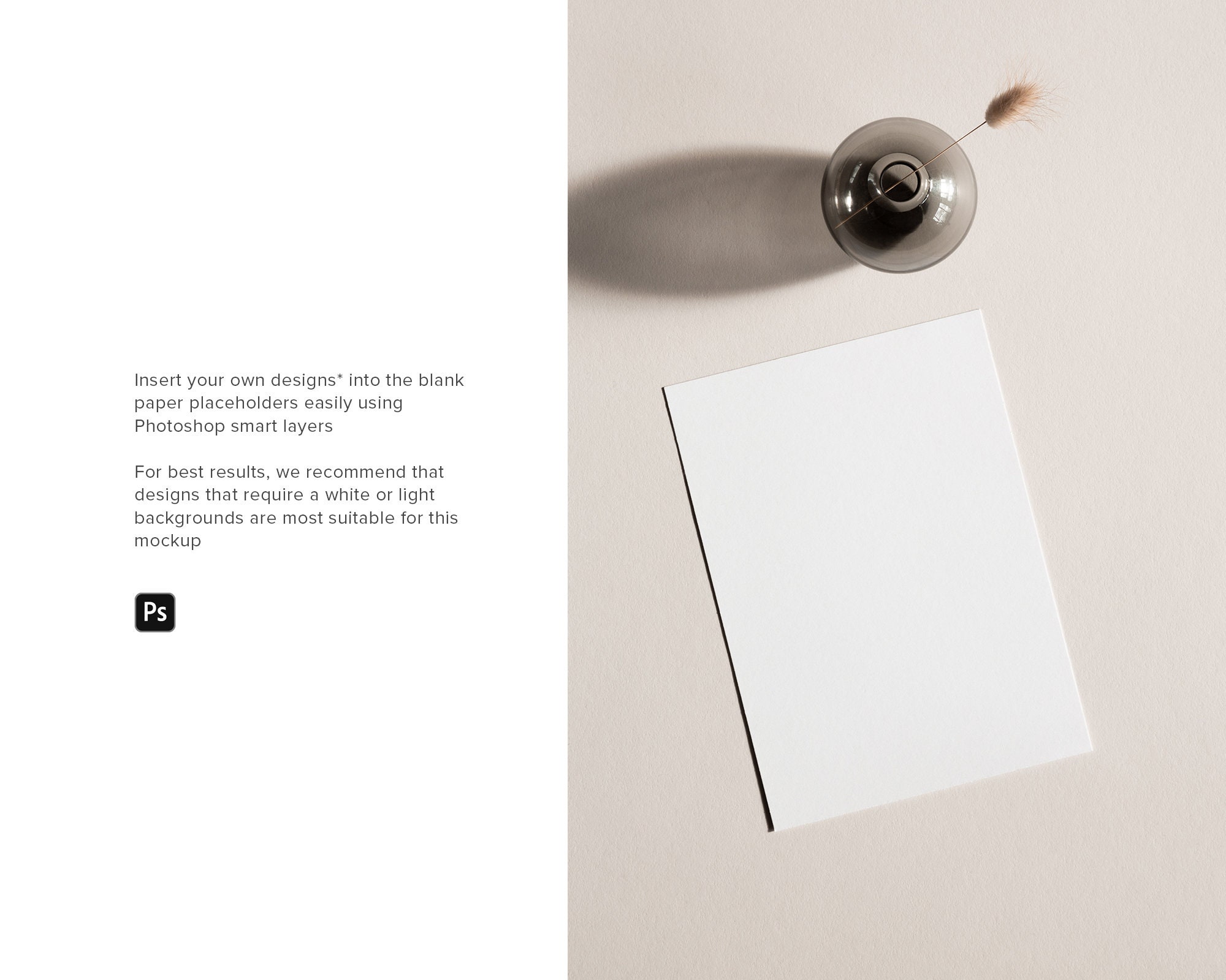 5x7 Stationery Card Mockup Minimalist Paper Mockup Wedding