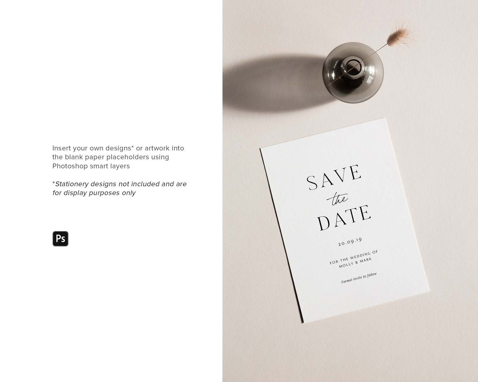 5x7 Stationery Card Mockup Minimalist Paper Mockup Wedding