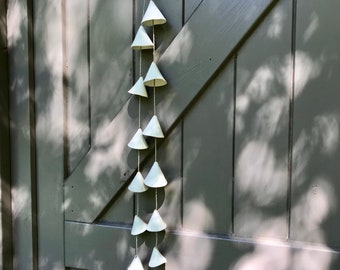 Ceramic Wallhanging - White Ceramic Bells - Handmade Home Decor - Unique Garden Decor - Artisan Gift - One of a a Kind Gift - Artful Gift