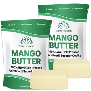 Unraffinierte Mangobutter 2 Pfund Roh, natürlich, organisch, 100% rein, erstaunliche Feuchtigkeitscreme, Verwendung allein oder in Diy Body Butters & Seifen