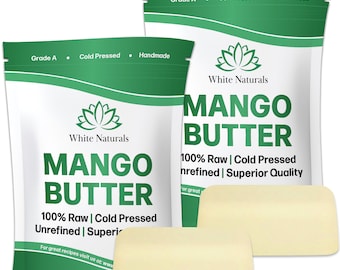 Unrefined Mango Butter 2 lb Raw, Natural, Organic, 100% Pure, Amazing Moisturizer, Use Alone or in Diy Body Butters & Soaps