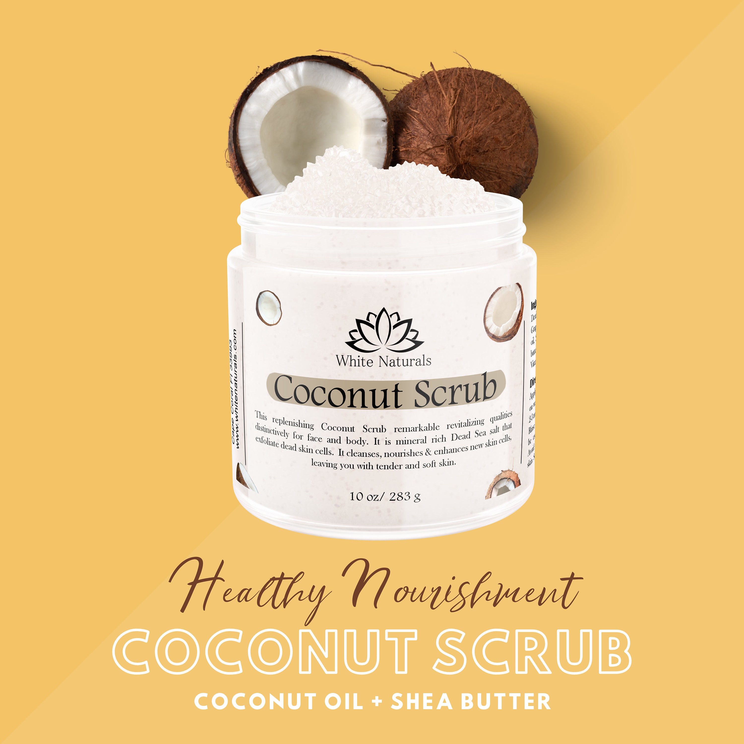 Organic Coconut Face & Body Scrub Superior Exfoliating Scrub Etsy