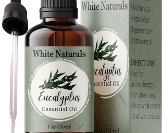 100% Organic Eucalyptus Essential Oil, Relaxing and Calming Oil for Diffuser, Non-GMO & Vegan-Friendly Home Essentials, 1 oz Bottle