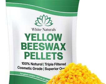 Organic Beeswax Pellets 8 oz, Yellow, Natural, Top Quality, Cosmetic Grade, Triple Filtered,Great For Diy Projects Lip Balms Lotions Candles