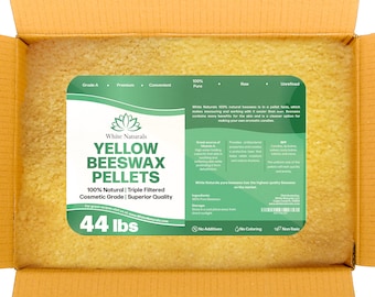 Bulk Organic Yellow Beeswax Pellets 44 lb, Pure, Natural, Cosmetic Grade Bees wax, Triple Filtered, Great For Diy Projects!
