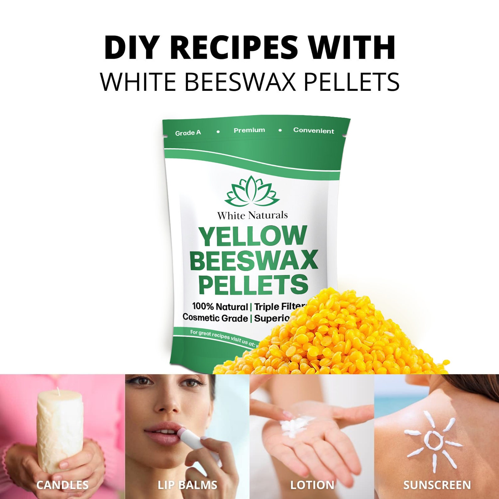 Organic Yellow Beeswax Pellets 1 Lb, Pure, Natural, Cosmetic Grade Bees ...