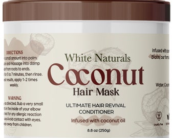 Coconut Hair Mask Deep Conditioning, Coconut Oil Mask for Dry Damaged Hair, Infused with Biotin, Hair Thickening, for Healthy Hydrated Hair