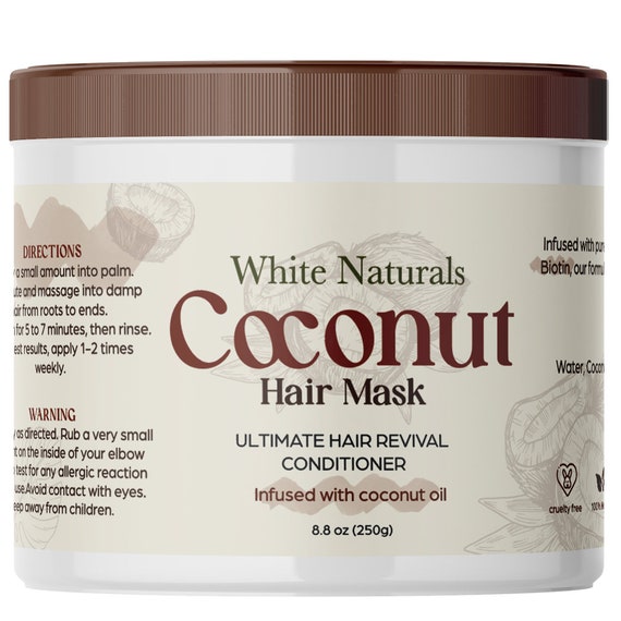 Coconut Hair Mask Deep Conditioning, Coconut Oil Mask for Dry Damaged Hair, Infused with Biotin, Hair Thickening, for Healthy Hydrated Hair
