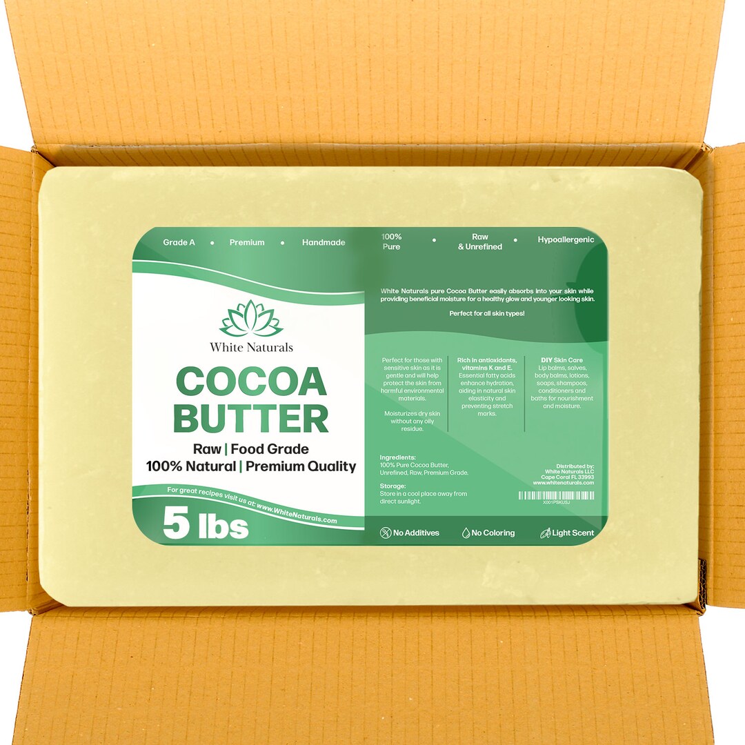 Raw Cocoa Butter Bulk 5 Lb Unrefined Grade A Pure Organic Etsy