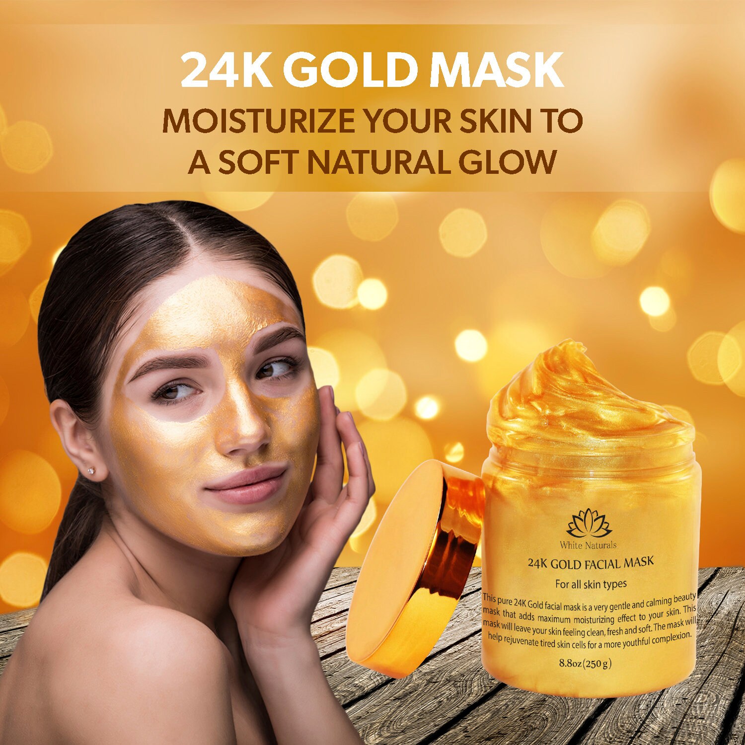 24K Gold Facial Mask by White Naturals Rejuvenating Etsy