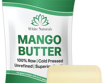 Unrefined Mango Butter Raw, Natural, Amazing Moisturizer, Use Alone or in Diy Body Butters & Soaps 8 oz