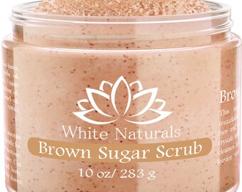 Exfoliante de azúcar moreno, exfoliante suave para rostro y cuerpo, exfoliante revitalizante para mujer, manteca de karité y aceites orgánicos, regalo de San Valentín