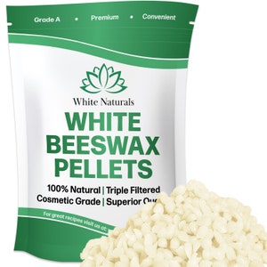 Organic White Beeswax Pellets 8 oz Pure, Natural, Cosmetic Grade, Triple Filtered, Great For Diy Lip Balms, Lotions & Candles