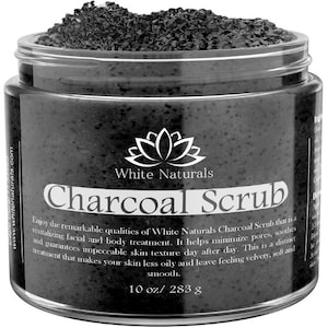 Activated Charcoal Face & Body Scrub, All Natural and Organic, Remove Dead Skin Cells, Pure Scrub Skin Exfoliating 10 oz
