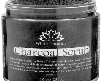 Activated Charcoal Face & Body Scrub, All Natural and Organic, Remove Dead Skin Cells, Pure Scrub Skin Exfoliating 10 oz