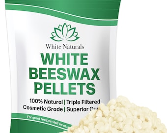 Pellet di cera d'api bianca da 16 once (1 libbra), pura, biologica, naturale, grado A, grado cosmetico, tripla filtrazione, ideale per balsami per labbra fai da te, lozioni, candele