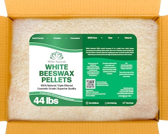 Bulk White Beeswax Pellets 44 lb , Pure, Organic, Cosmetic Grade, Triple Filtered, Great For Diy Projects Lip Balm Candles & More!