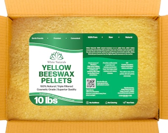 Organic Yellow Beeswax Pellets 10 lb Pure, Natural, Cosmetic Grade Bees wax, Triple Filtered, Great For Diy Lip Balm Lotions