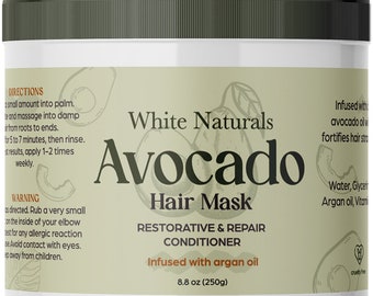 Avocado Hair Mask-Deep Conditioning Treatment, Avocado Cream Hair Mask With Coconut Oil, Shea Butter, Argan Oil and Other Vitamins