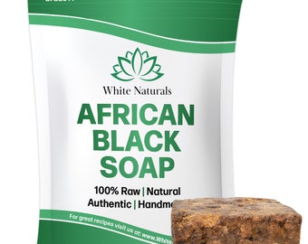 Rohe afrikanische schwarze Seife, für trockene Haut und Hauterkrankungen, reine und natürliche Inhaltsstoffe, importiert aus Ghana - 8 oz