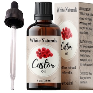 Organic Castor Oil for Essential Oils Mixing, Dry Skin Moisturizer Body and Face, Eyelashes Eyebrows Lash & Hair Growth Serum 4oz