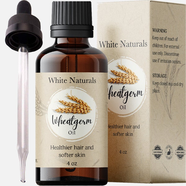 Wheat Germ Oil, Cold-pressed Unrefined, Organic 100% Pure Wheatgerm Carrier Oil , Rich in Vitamin E, For Skin, Hair, Nails & Stretch Marks