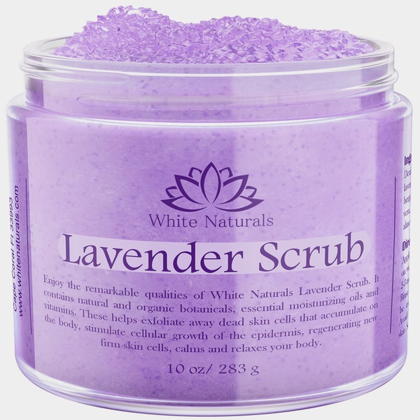 Lavender Body Scrub, Organic Gentle Exfoliating for Super Soft Skin, Natural & Pure Aromatherapy Exfoliate To Cleanse, Valentine's Day Gift