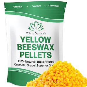 Organic Yellow Beeswax Pellets 1 lb, Pure, Natural, Cosmetic Grade Bees wax, Triple Filtered, Great For Diy Lip Balm, Food Wrap, Lotions
