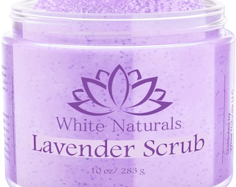 Lavender Body Scrub, Organic Gentle Exfoliating for Super Soft Skin, Natural & Pure Aromatherapy Exfoliate To Cleanse, Valentine's Day Gift