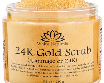 24K Gold Scrub, Exfoliate Face & Body Scrub, Removes Dead Skin Cells, Reduce Wrinkles, Bath Scrub