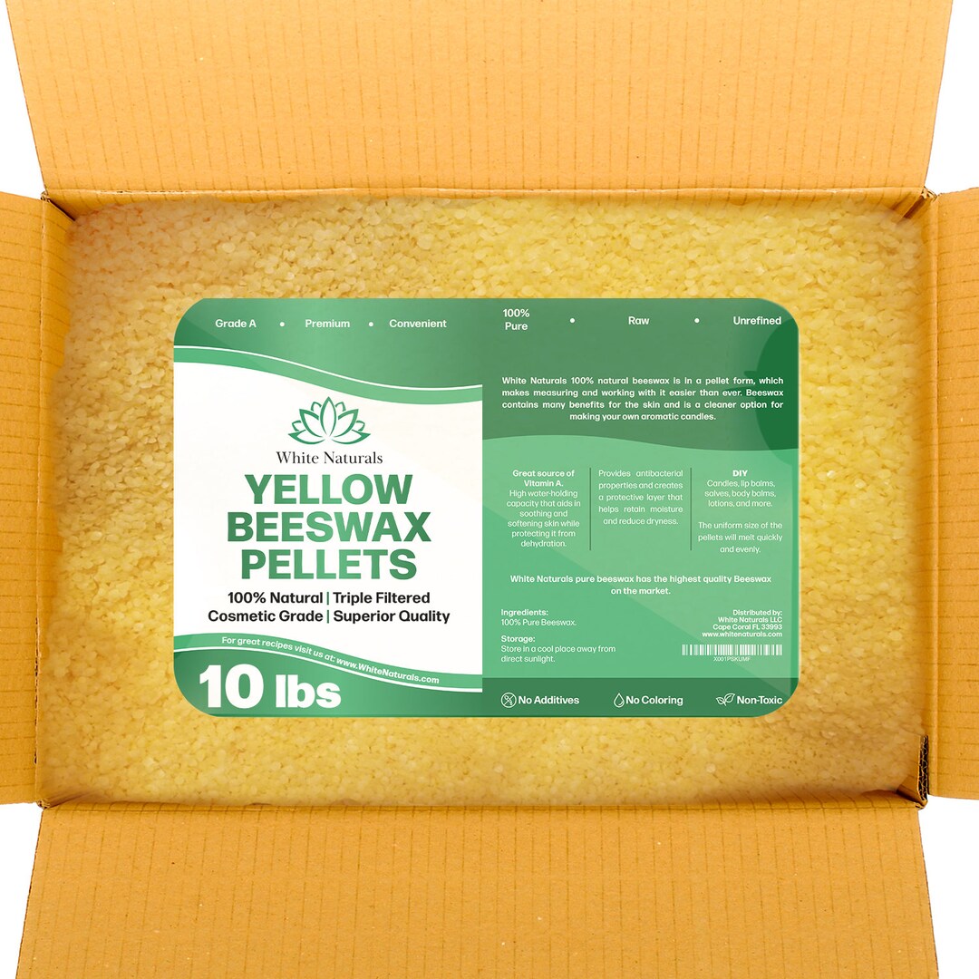 Organic Yellow Beeswax Pellets 10 Lb Pure, Natural, Cosmetic Grade Bees ...