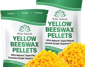 Pellet di cera d'api gialla biologica da 2 libbre (1 libbra in ogni sacchetto), cera d'api di qualità cosmetica, tripla filtrazione, ottima per balsamo labbra fai da te, pellicola alimentare, lozioni