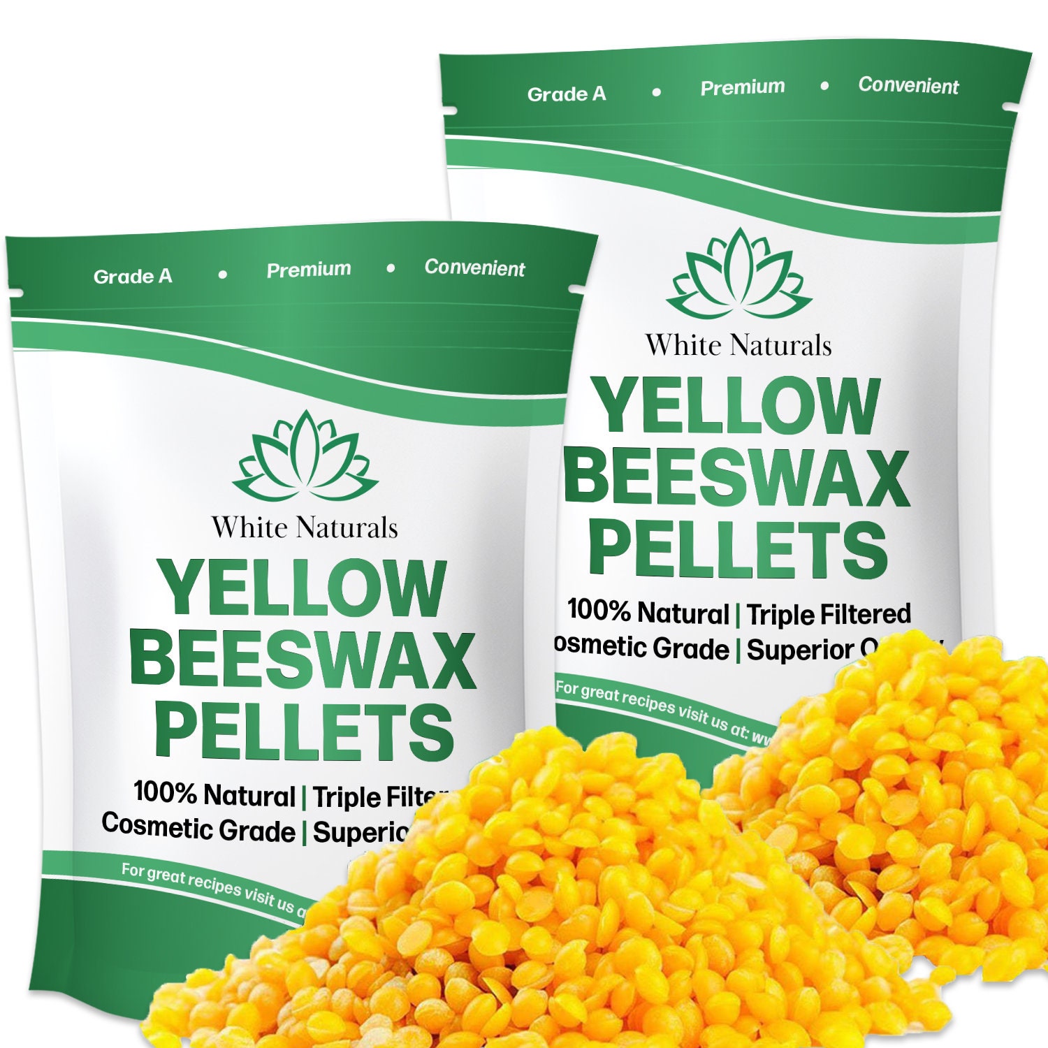 Organic Yellow Beeswax Pellets 1 lb, Pure, Natural, Cosmetic Grade Bees Wax,  Triple Filtered, Great for Diy Lip Balm, Food Wrap, Lotions 