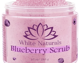Blueberry Body Scrub, Natural Exfoliant with Dead Sea Salt, Perfect for a Spa Day at Home