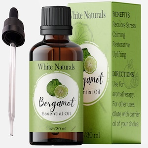 Organic Bergamot Essential Oil - 100% Pure & Natural -Premium Therapeutic Grade with Glass Dropper, Great for DIY Soap Making, Massage
