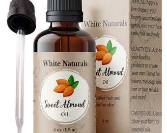 Aceite de almendras dulces para cabello, uñas y piel, aceite portador de grado terapéutico 100% orgánico para mezcla de aceites esenciales, aceite de masaje para aromaterapia