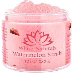 Watermelon Scrub, Organic Salt Bath Scrub, Gently Exfoliating Face & Body Scrub for Women, 10 oz