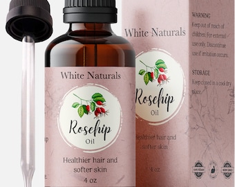 Rosehip Oil For Face, Hair And Nails. 100% Pure Rosehip Seed Oil, Cold Pressed Unrefined Carrier Oil For Essential Oil Skin Care Moisturizer