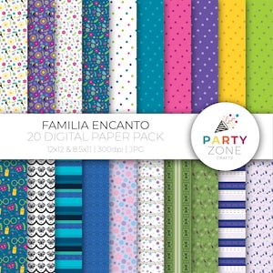 Encanto Digital Paper Pack, Mirabel Birthday, Madrigal Party Favors, Printable Pattern Designs, Instant Download, 12x12, 8.5x11, 300dpi