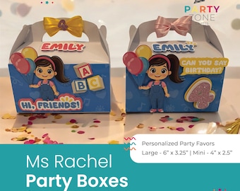 Ms Rachel Gable Boxes, Decorated Boxes, Ms Rachel Party Favors, Made to Order, Personalized, Custom, Large 6.5&quot;, Mini 4&quot;