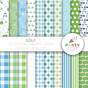 Pacchetto di carta digitale Golf, compleanno Golf, baby shower, bomboniere Golf, modelli stampabili, download immediato, 12x12, 8,5x11, 300 dpi